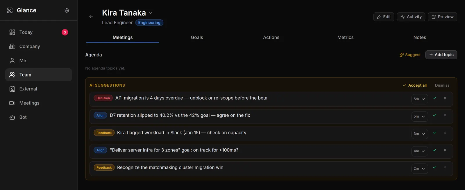 AI-suggested 1-on-1 agenda